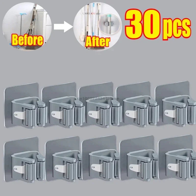 منظم الحائط Solva360™ - حامل للمكنسة والممسحة موفّر للمساحة